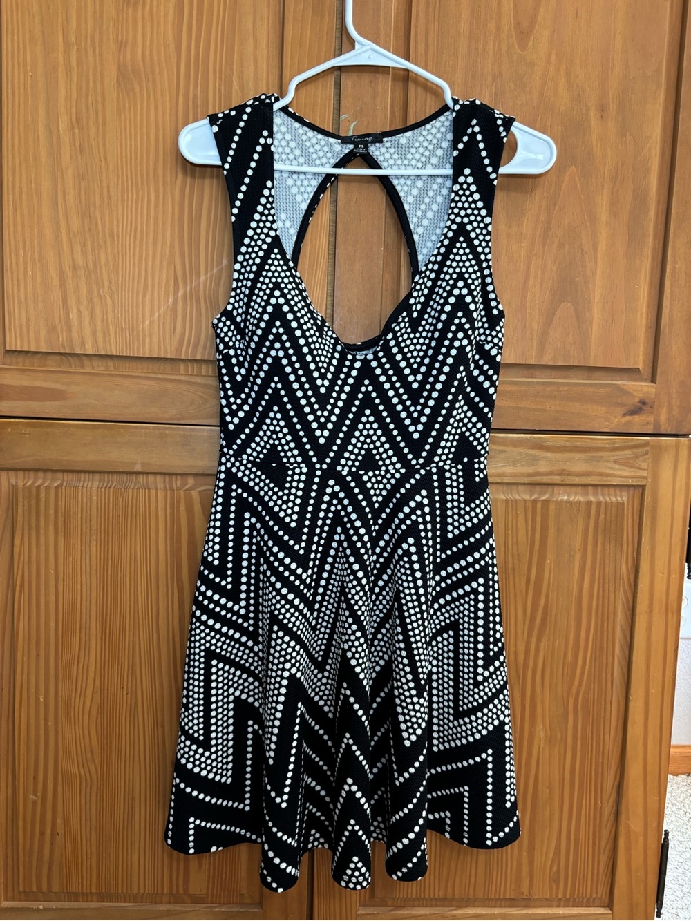 Timing Black & White Backless Fit-and-Flare Dress